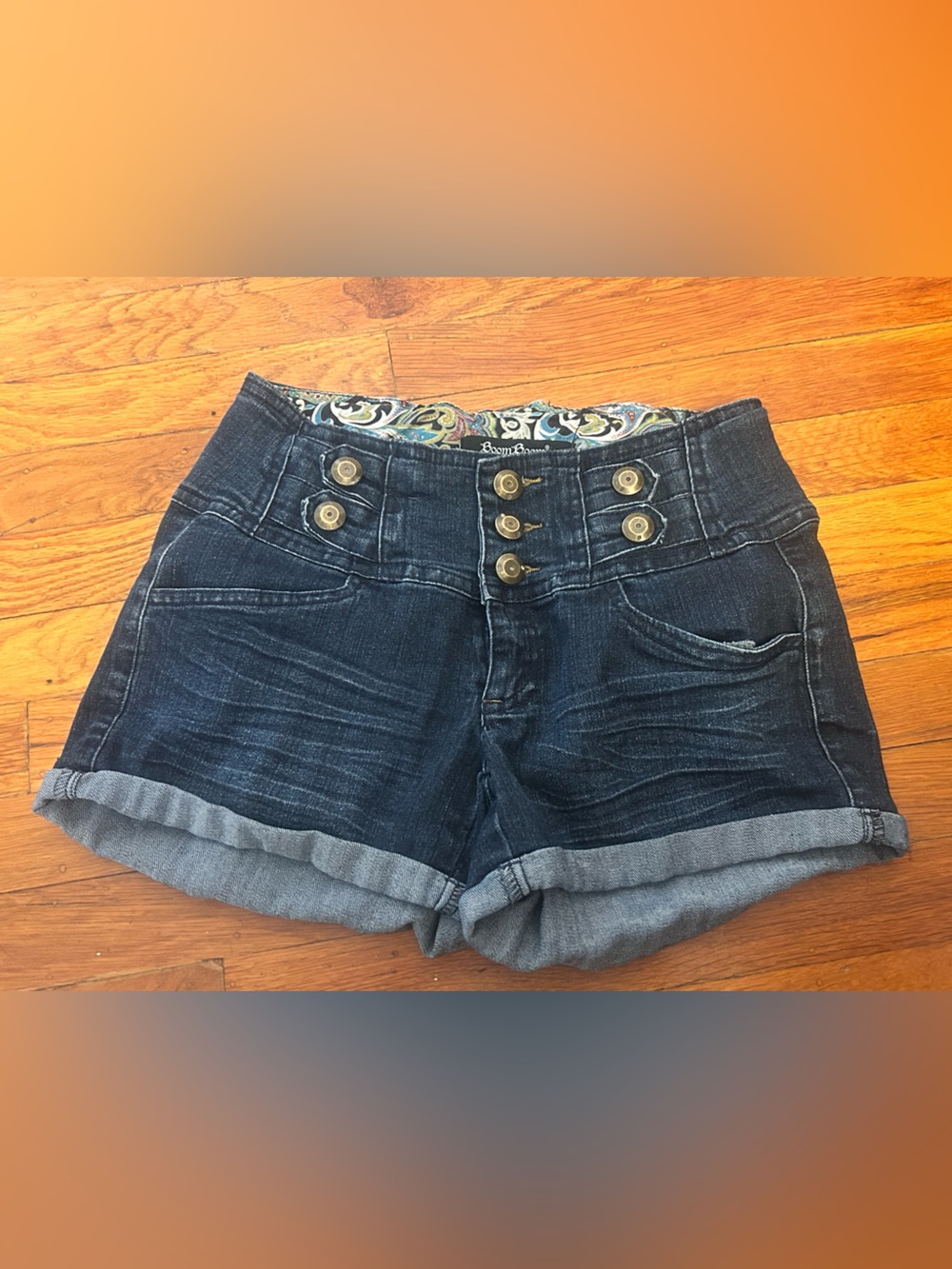 Boom Boom Jeans Curve 💥 Dark Wash Denim High-Rise Cuffed Women’s Shorts